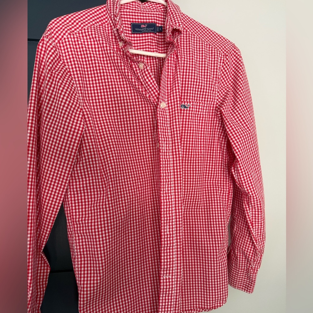 Vineyard Vines Red and White Gingham Shirt